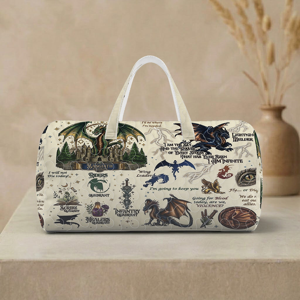 Dragon Fantasy Duffel Bag, Basgiath Inspired Travel Bag, Fourth Wing Reader Gift, Weekender Bag, QTBVLR06