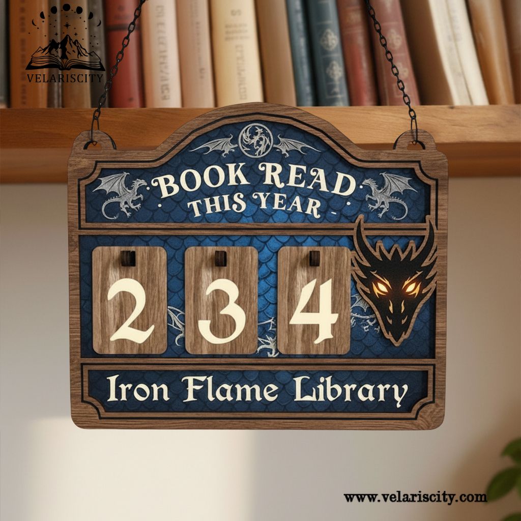 Iron Flame Book Tracker Sign, Fourth Wing Book Decor, Dragon Bookish Wall Sign, Fantasy Book Lover Gift, Book Gifts Decor BTVLR05