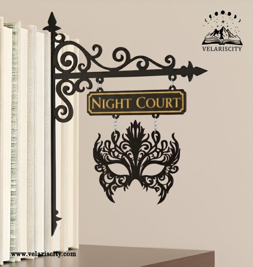 Night Court Book Tavern Sign, ACOTAR Inspired Masquerade Wooden Book Tracker, Velaris Fantasy Decor, Bookish Wall Hanging, Gift for Readers BSVLR26
