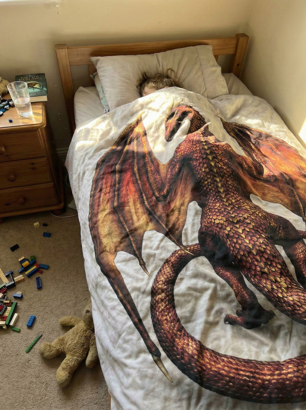 Bronze Fire Dragon Blanket, Majestic Winged Dragon Artwork, Mythical Dragon Fantasy Blanket, Cozy Fleece Sherpa Blanket, Gift for Fantasy and Dragon Lovers BLK07