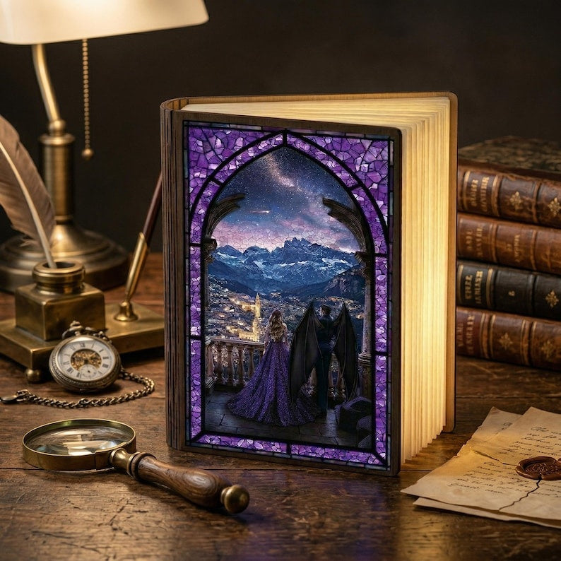 Velaris Book Lamp, Fantasy Book Light Decor, Night Court Inspired Lamp, Romantic Fantasy Bookish Gift, Bookshelf Reading Decor, Cozy Room BLVLR07