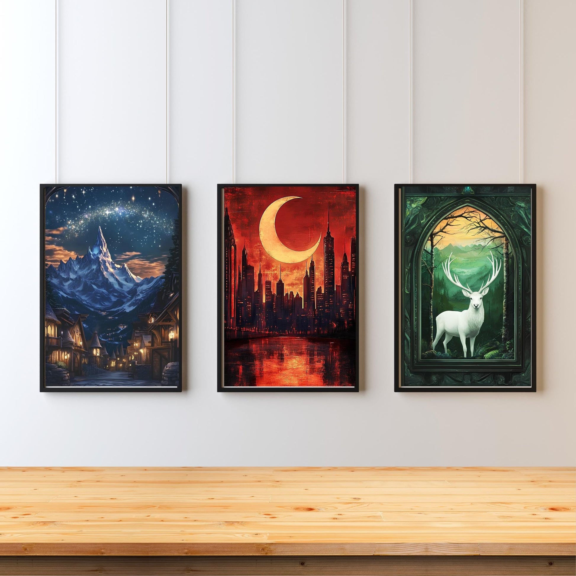ACOTAR Digital Wall Art Printable Maasverse 3-Print Poster Set Terrasen Velaris FireHeart Lunathion Crescent City VLRP47