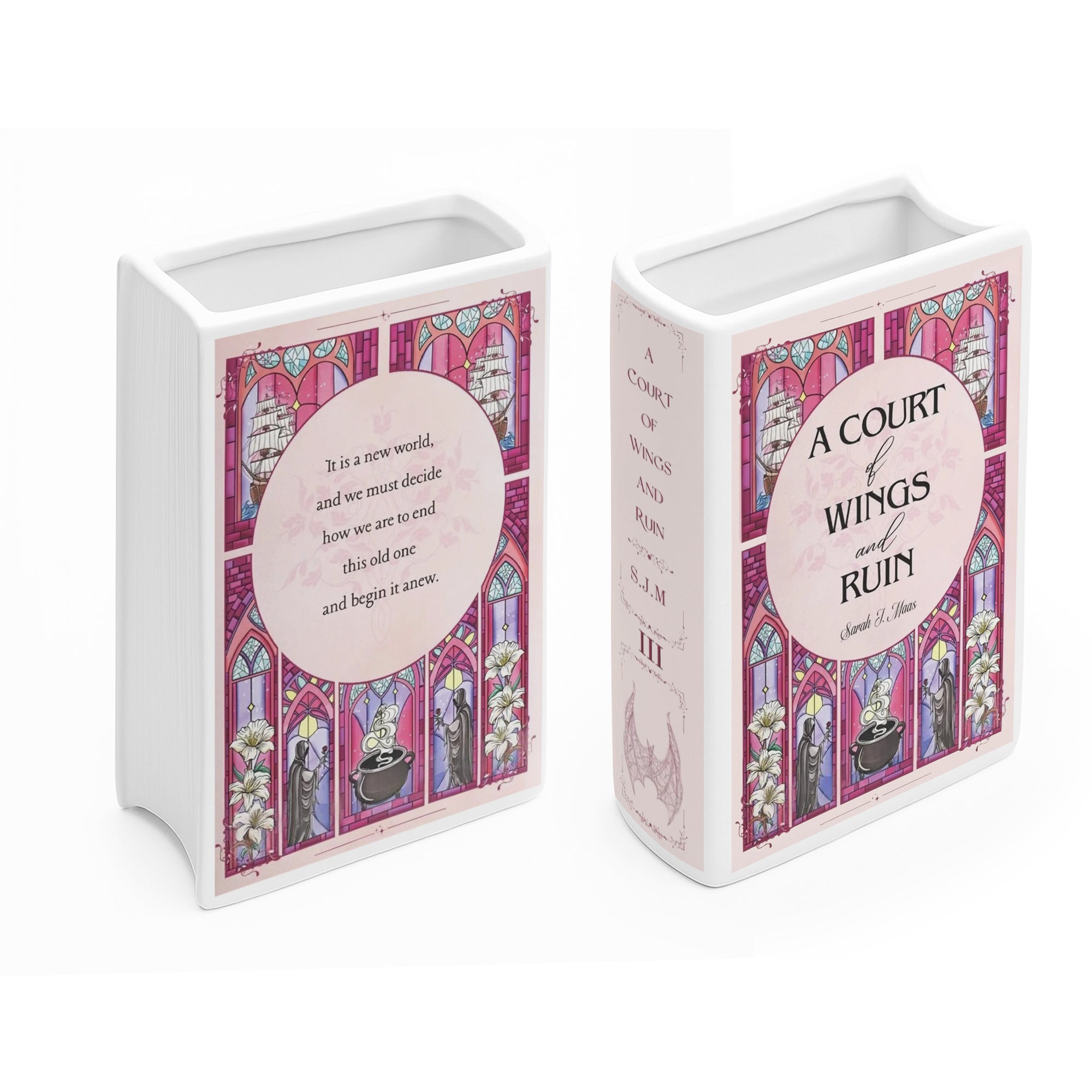 A Court of Wings and Ruin Book Vase, Ceramic Fantasy Vase, ACOTAR Book Decor, Book Lover Gift, Bookish Shelf Aesthetic CVVLR36
