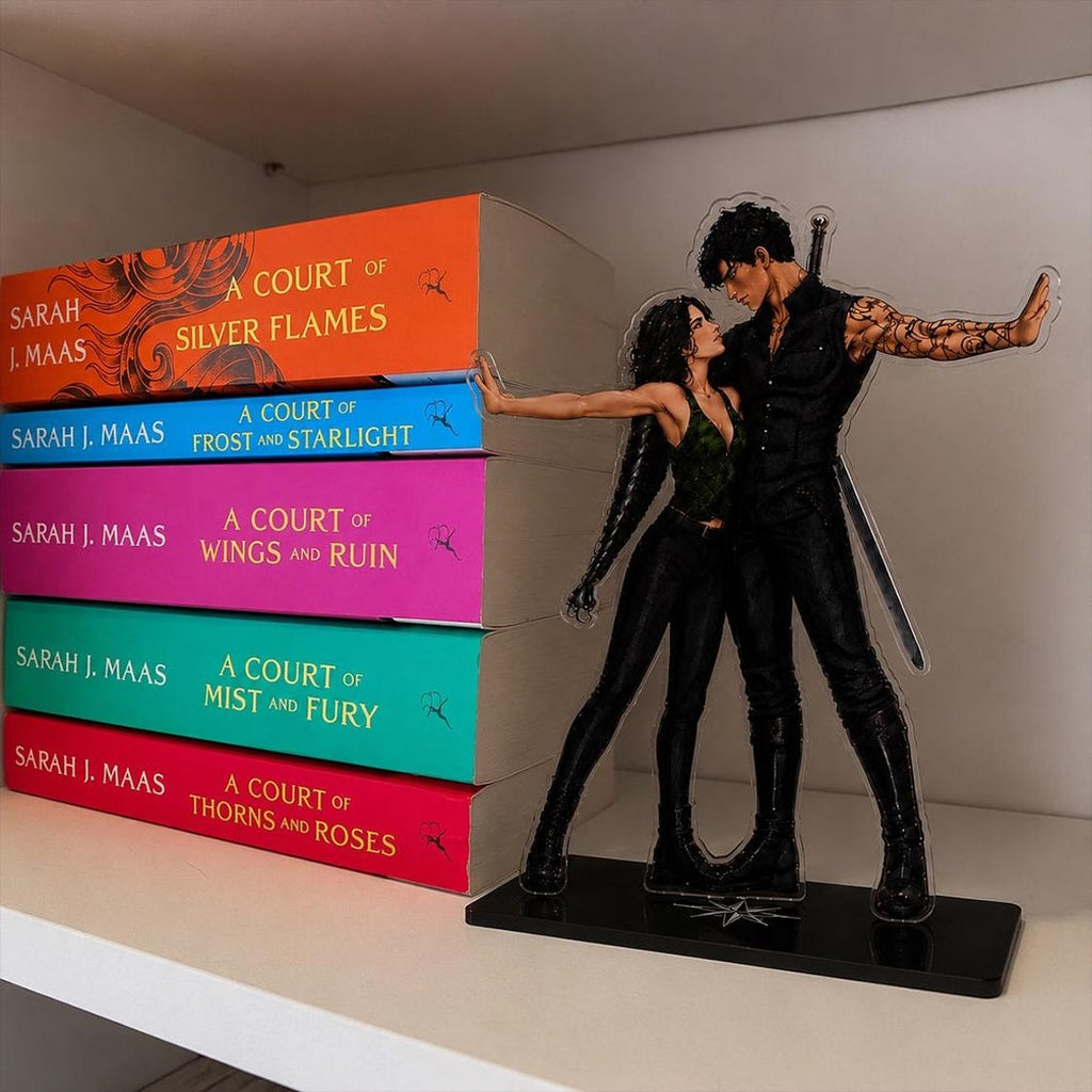 Violet and Xaden Bookend Standee, Fourth Wing Inspired Acrylic Bookshelf Decor, Fantasy Romance Book Lover Gift, Dragon Rider Shelf Display. BSVLAR07