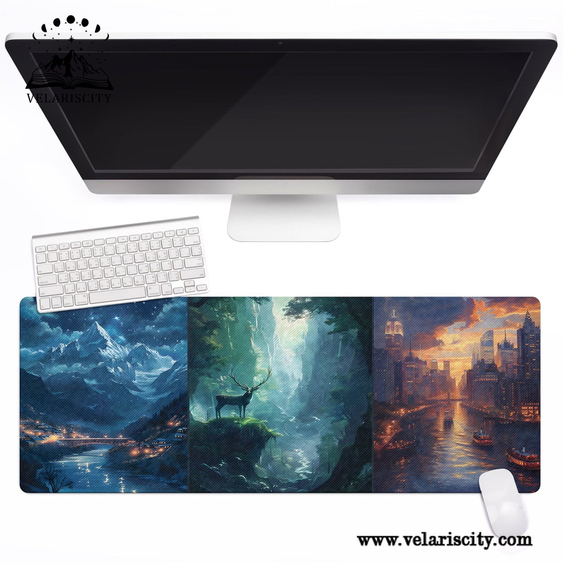 Throne of Glass Terrasen Desk Mat, White Stag Fantasy Landscape Desk Pad, Sarah J. Maas Bookish Mouse Pad DMVLR17