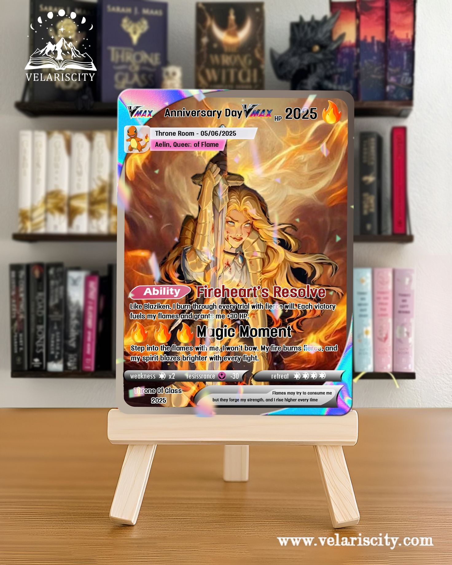 Aelin Queen of Flame Custom Card, Throne of Glass Anniversary, Fantasy Collectible Gift, Unique Gift for Fans CVLR07