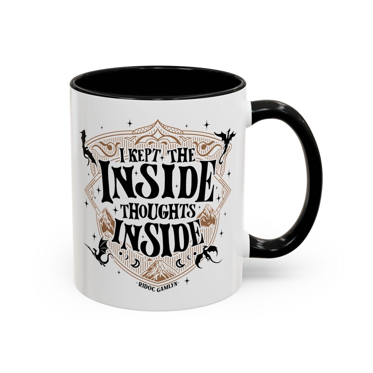 Fourth Wing Merch, Ridoc Gamlyn Mug, I Kept the Inside Thoughts Inside, Funny Dragon Rider Basgiath Merch MGVLR07