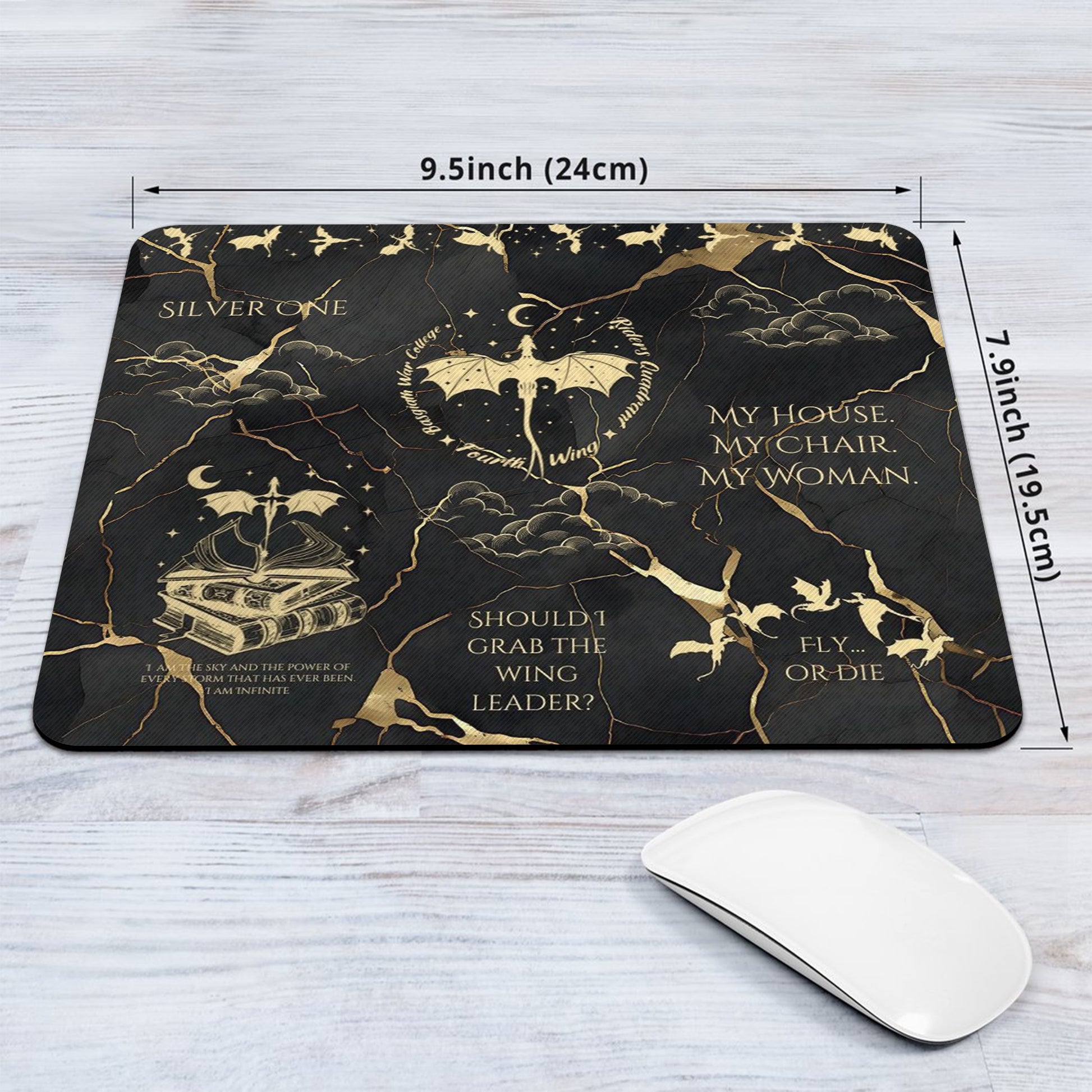 Fourth Wing Quote Desk Mat, Tairn, Xaden, Violet, Andarna Dragon Quotes, Empyrean Series Fantasy Gaming Desk Pad DMVLR05