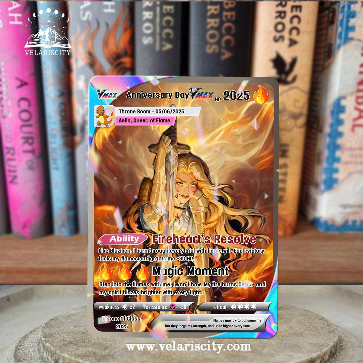 Aelin Queen of Flame Custom Card, Throne of Glass Anniversary, Fantasy Collectible Gift, Unique Gift for Fans CVLR07