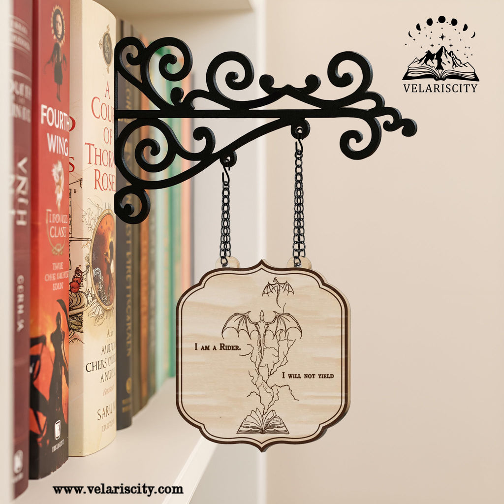 Fourth Wing Book Tavern Signs, I Am a Rider Quote Wooden Decor, Empyrean Dragon Rider Fantasy Decor, Home Library Decor, Book Gift BSVLR07