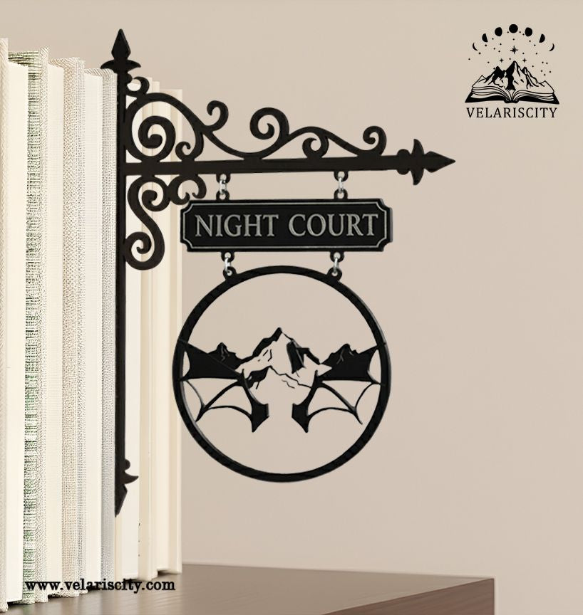 Night Court Book Tavern Sign, ACOTAR Inspired Mountain Wing Wooden Book Tracker, Velaris Fantasy Wall Decor, Bookish Gift for Readers BSVLR27