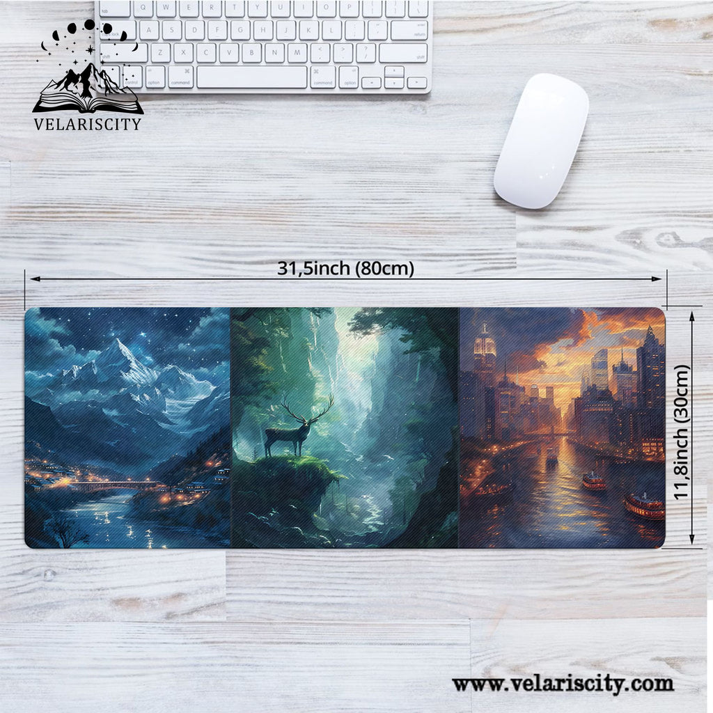 Throne of Glass Terrasen Desk Mat, White Stag Fantasy Landscape Desk Pad, Sarah J. Maas Bookish Mouse Pad DMVLR17