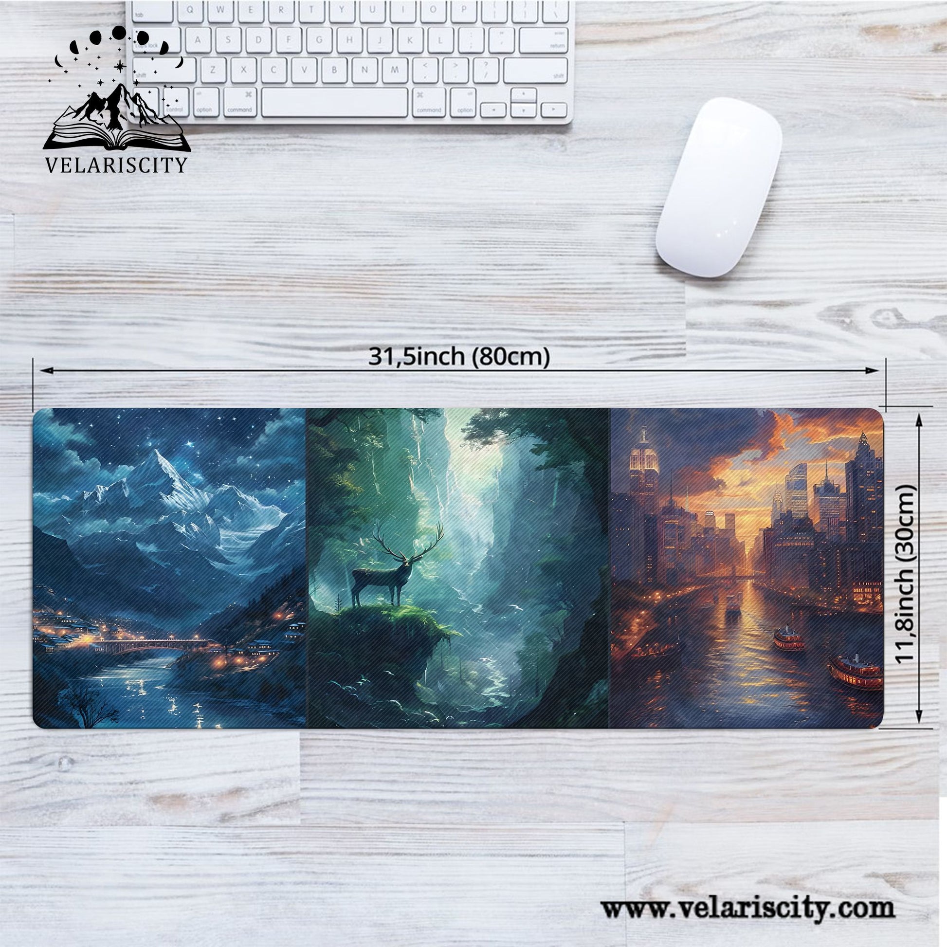 Throne of Glass Terrasen Desk Mat, White Stag Fantasy Landscape Desk Pad, Sarah J. Maas Bookish Mouse Pad DMVLR17