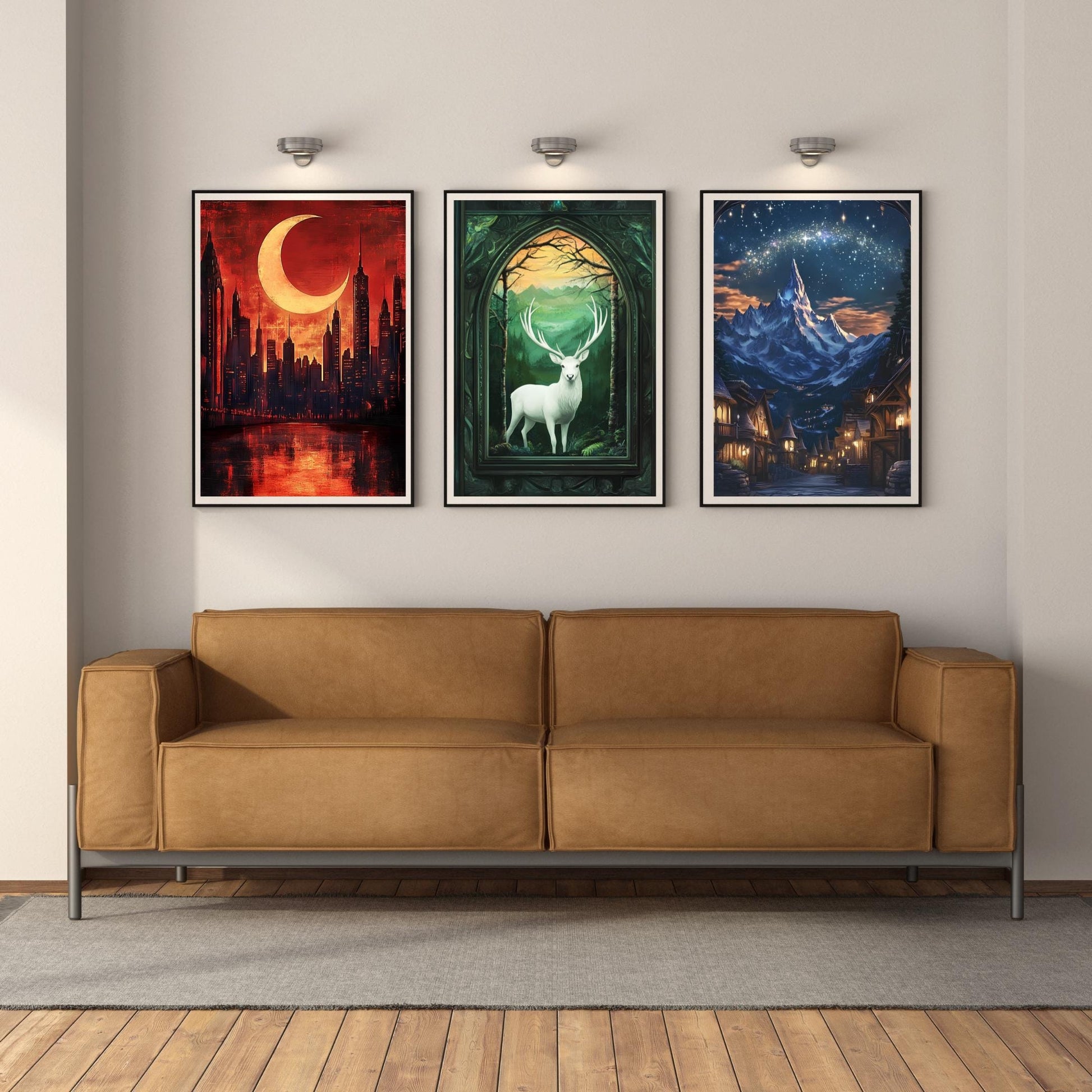 ACOTAR Digital Wall Art Printable Maasverse 3-Print Poster Set Terrasen Velaris FireHeart Lunathion Crescent City VLRP47