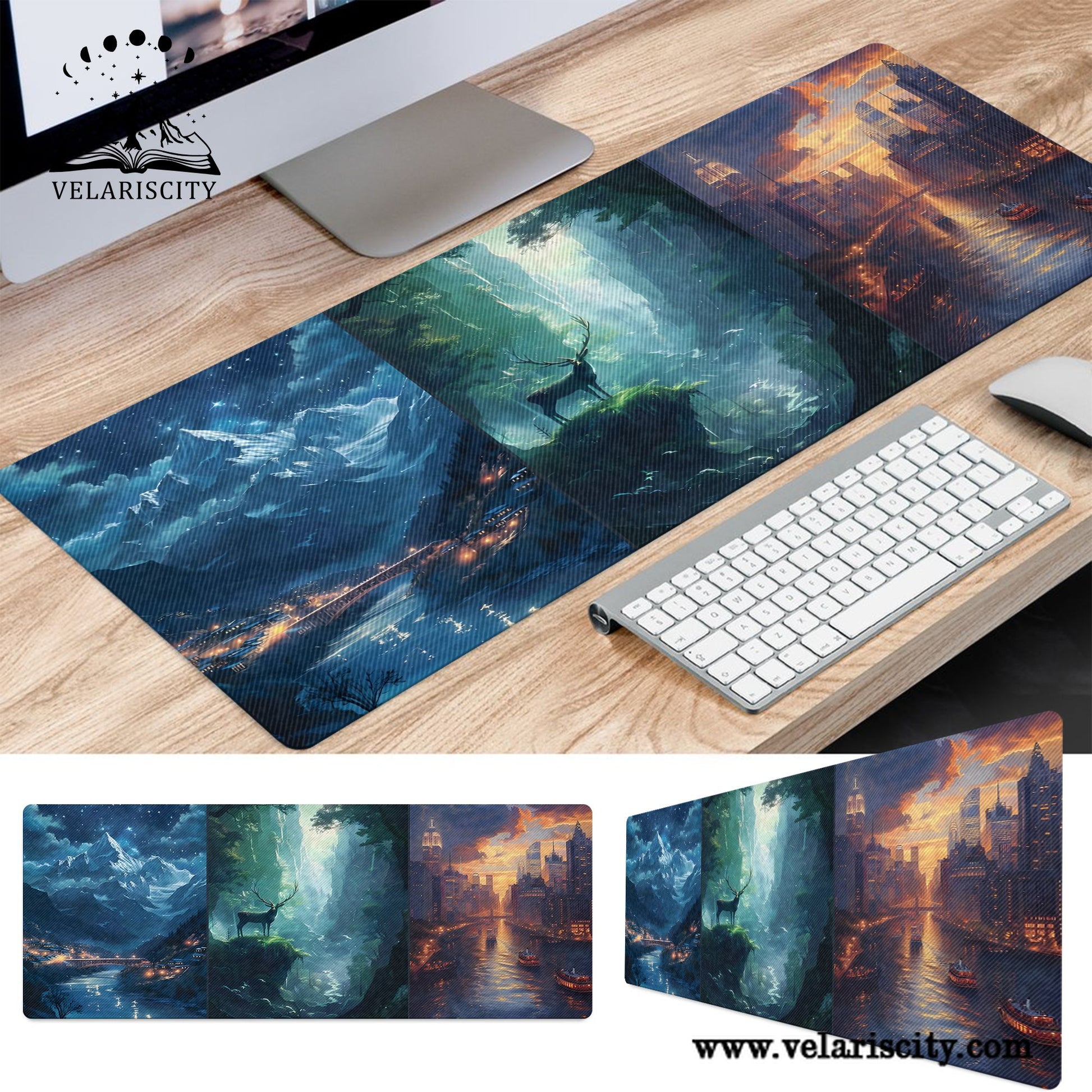 Throne of Glass Terrasen Desk Mat, White Stag Fantasy Landscape Desk Pad, Sarah J. Maas Bookish Mouse Pad DMVLR17