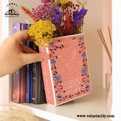 A Court of Mist and Fury Ceramic Book Vase, Pastel Fantasy Decor, Romantic Book Aesthetic Gift for Readers & ACOTAR Fans CVVRL07