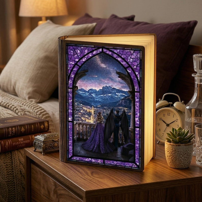 Velaris Book Lamp, Fantasy Book Light Decor, Night Court Inspired Lamp, Romantic Fantasy Bookish Gift, Bookshelf Reading Decor, Cozy Room BLVLR07