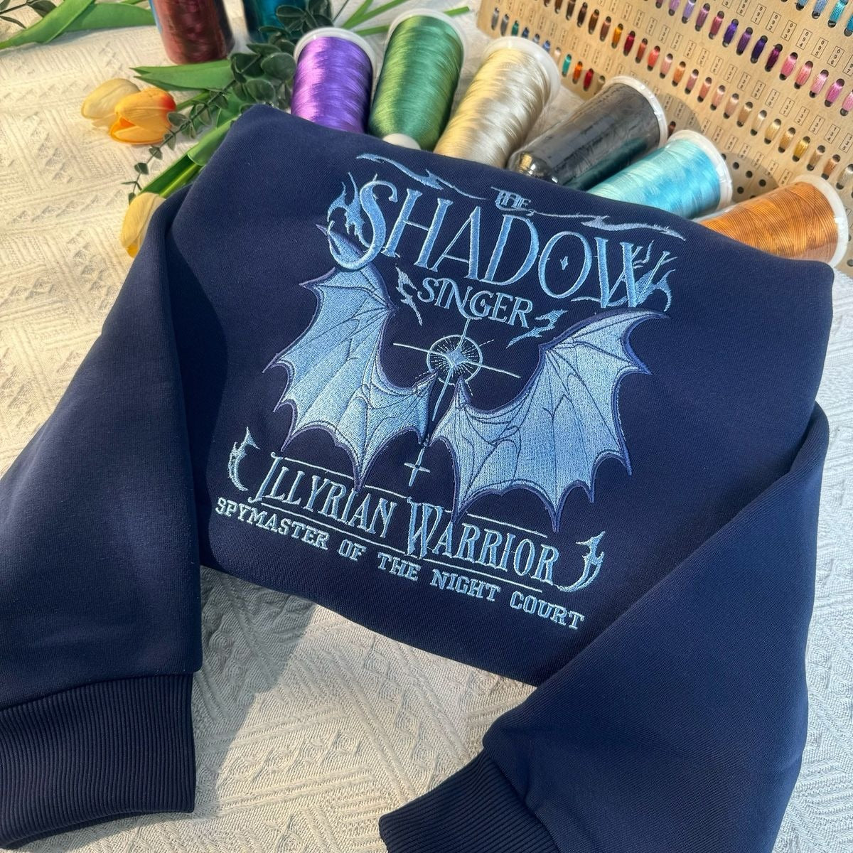 Azriel Shadow Singer Sweatshirt, Illyrian Warrior Embroidered Crewneck, ACOTAR Night Court Spymaster Gift, Bookish Fantasy Shirt VEMB49
