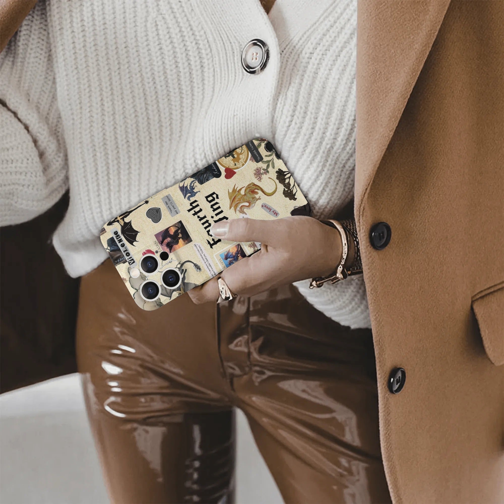 Fourth Wing Phone Case, Dragon Collage Bookish Case, Fantasy Quote iPhone Cover, Violet and Xaden Fan Gift PCVLR69