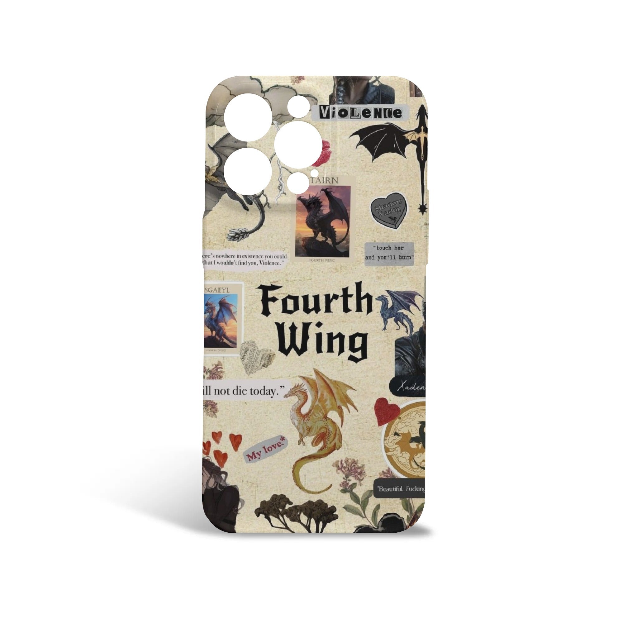 Fourth Wing Phone Case, Dragon Collage Bookish Case, Fantasy Quote iPhone Cover, Violet and Xaden Fan Gift PCVLR69