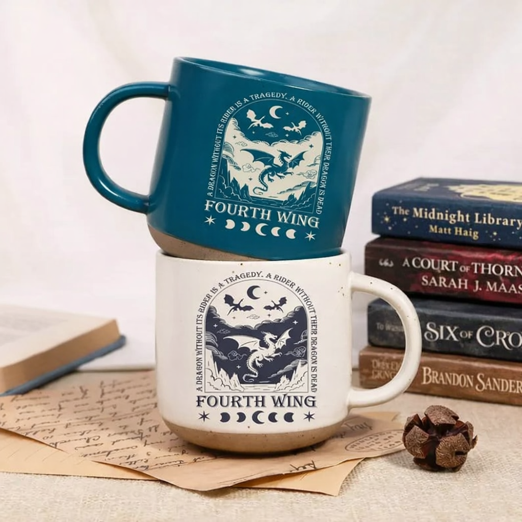 Fourth Wing Pottery Mug, Fourth Wing Inspired Decor, Fantasy Reader Gifts, Bookish Gifts, Bookish Dragon Mug, Dragon Lover Gift