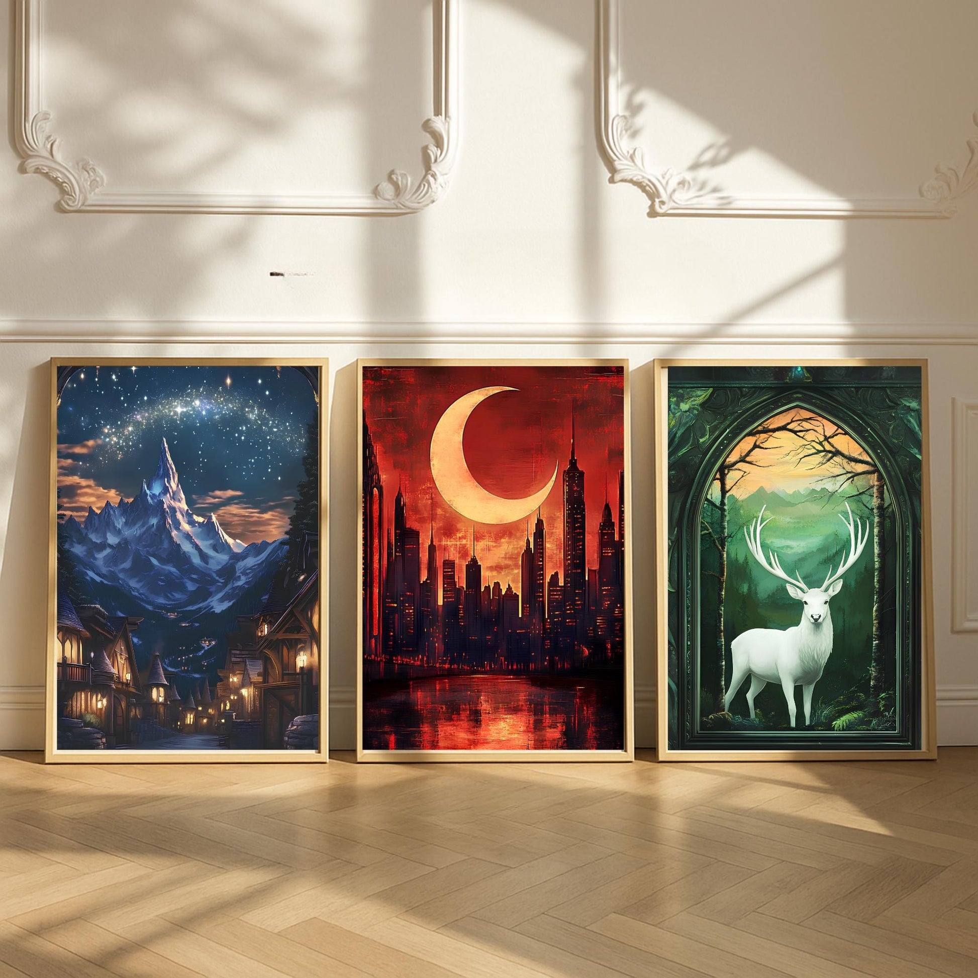 ACOTAR Digital Wall Art Printable Maasverse 3-Print Poster Set Terrasen Velaris FireHeart Lunathion Crescent City VLRP47