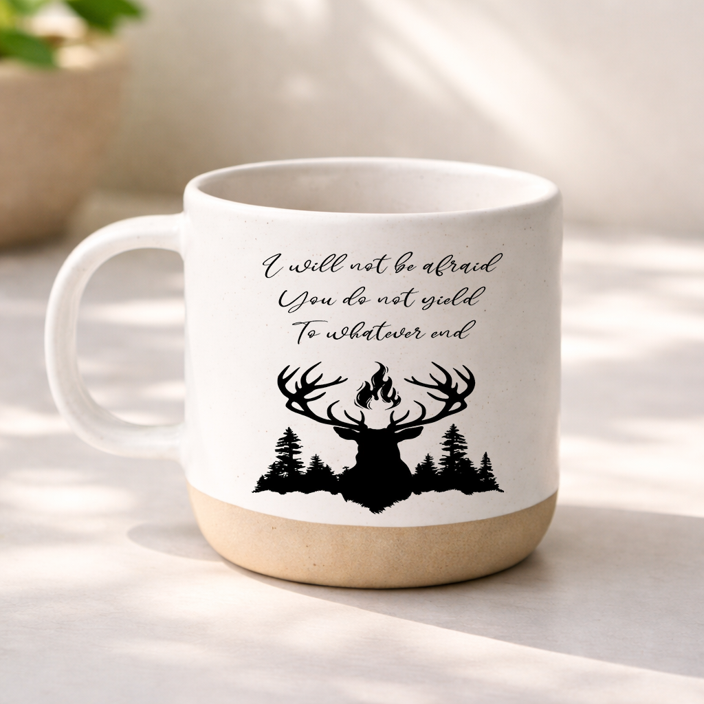 Throne of Glass Pottery Mug, You Do Not Yield Quote Mug, Bookish Fantasy Coffee Cup, Fireheart Reader Gift