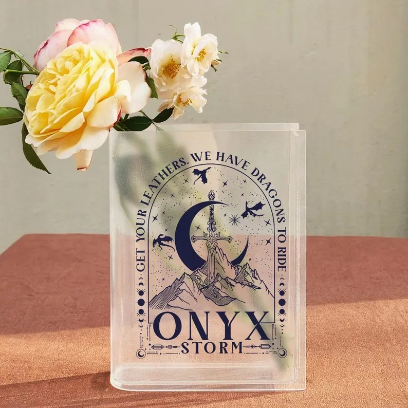 Onyx Storm Book Vase, Dragon Rider Book Shaped Vase, Fourth Wing Inspired Vase, Acrylic Fantasy Vase, Romantasy Shelf Decor VLRBV41
