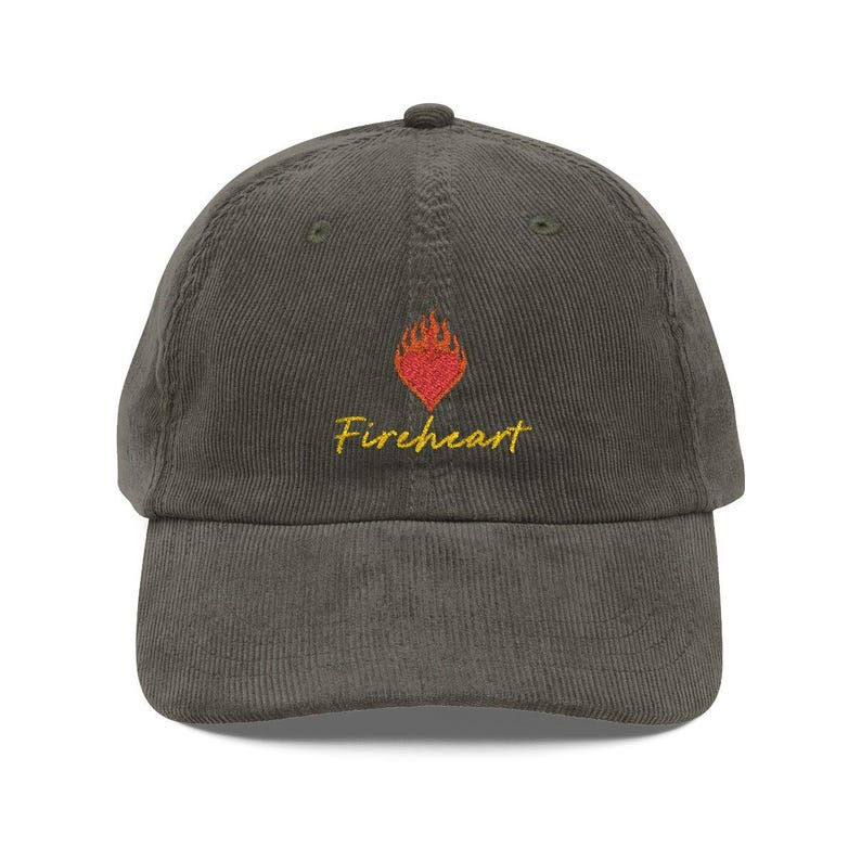 Fireheart Corduroy Dad Hat, Throne of Glass Inspired Embroidered Cap, Aelin Fantasy Bookish Gift for Readers VLRH20