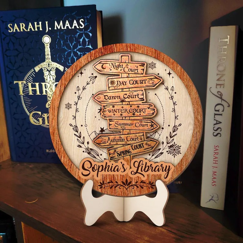ACOTAR Bookshelf Decor, Custom Wooden Signpost, Spring Court Autumn Court Winter Court Shelf Decor, Fantasy Book Lover Gift BTVLR41