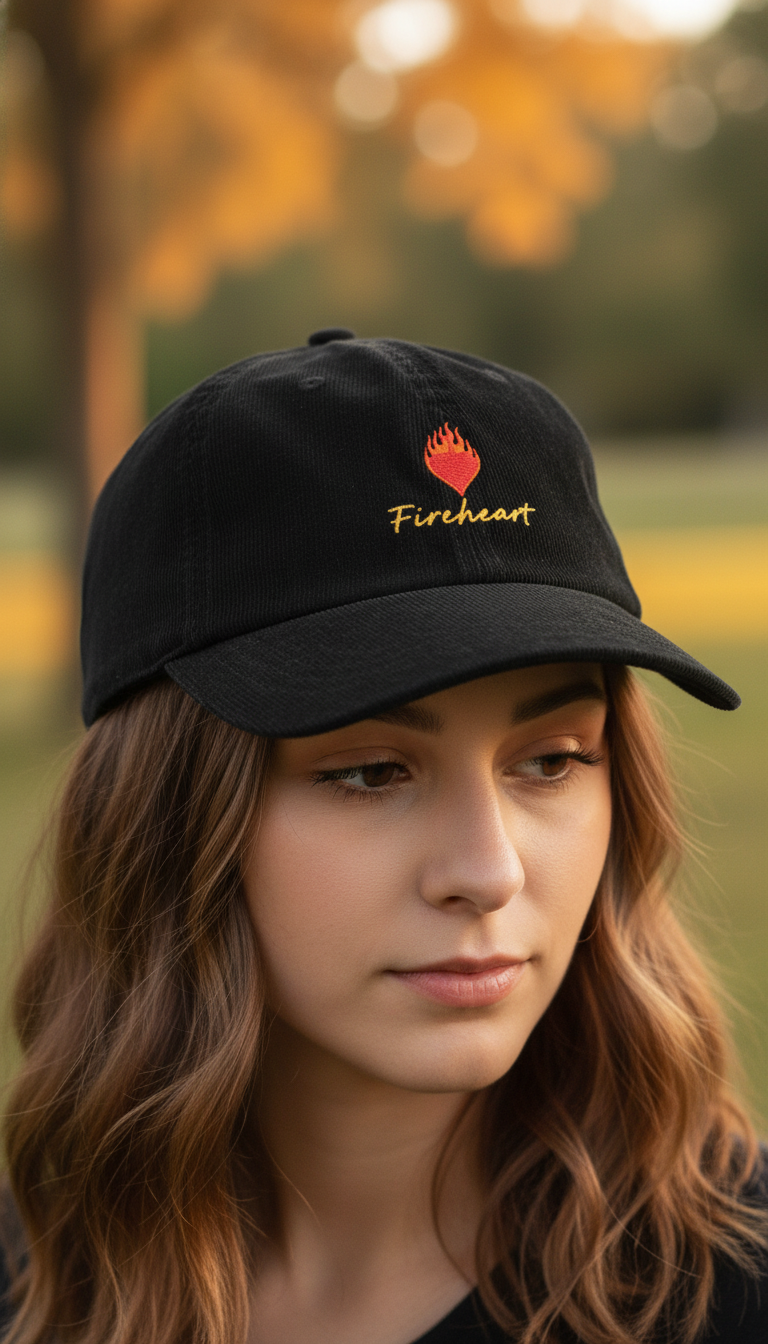 Fireheart Corduroy Dad Hat, Throne of Glass Inspired Embroidered Cap, Aelin Fantasy Bookish Gift for Readers VLRH20