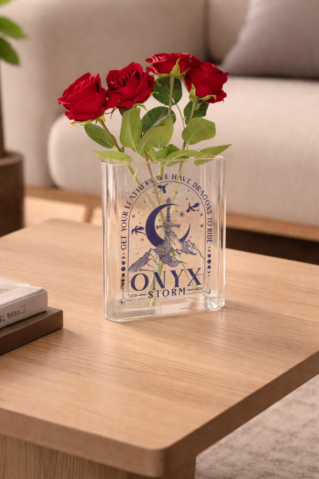 Onyx Storm Book Vase, Dragon Rider Book Shaped Vase, Fourth Wing Inspired Vase, Acrylic Fantasy Vase, Romantasy Shelf Decor VLRBV41
