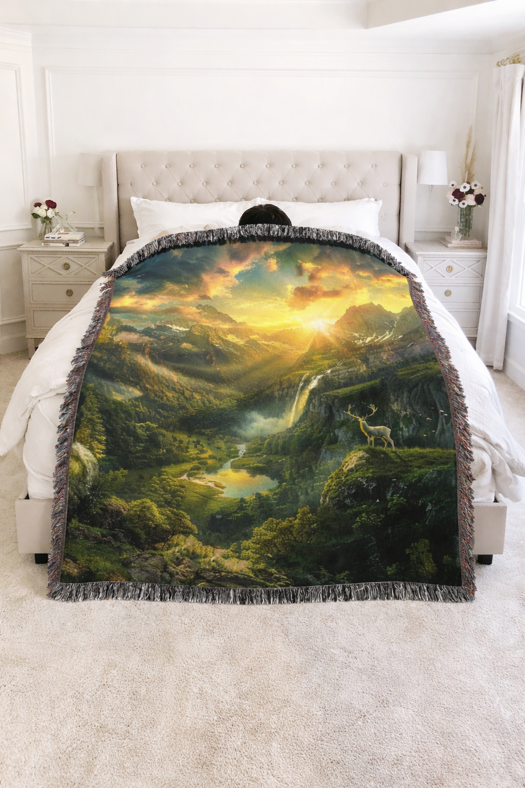 Fantasy Mountain Woven Blanket, Throne of Glass Inspired Throw, Scenic Bookish Home Decor, Gift for Fantasy Readers BKVLR07