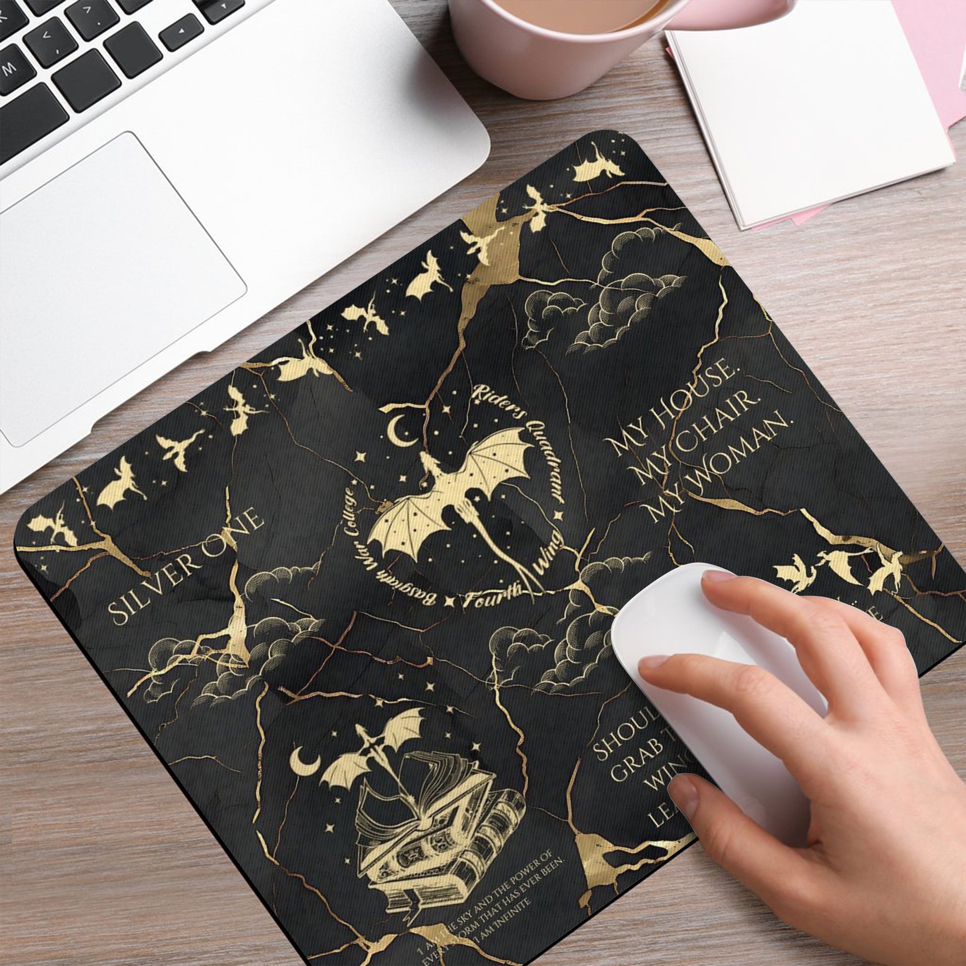 Fourth Wing Quote Desk Mat, Tairn, Xaden, Violet, Andarna Dragon Quotes, Empyrean Series Fantasy Gaming Desk Pad DMVLR05