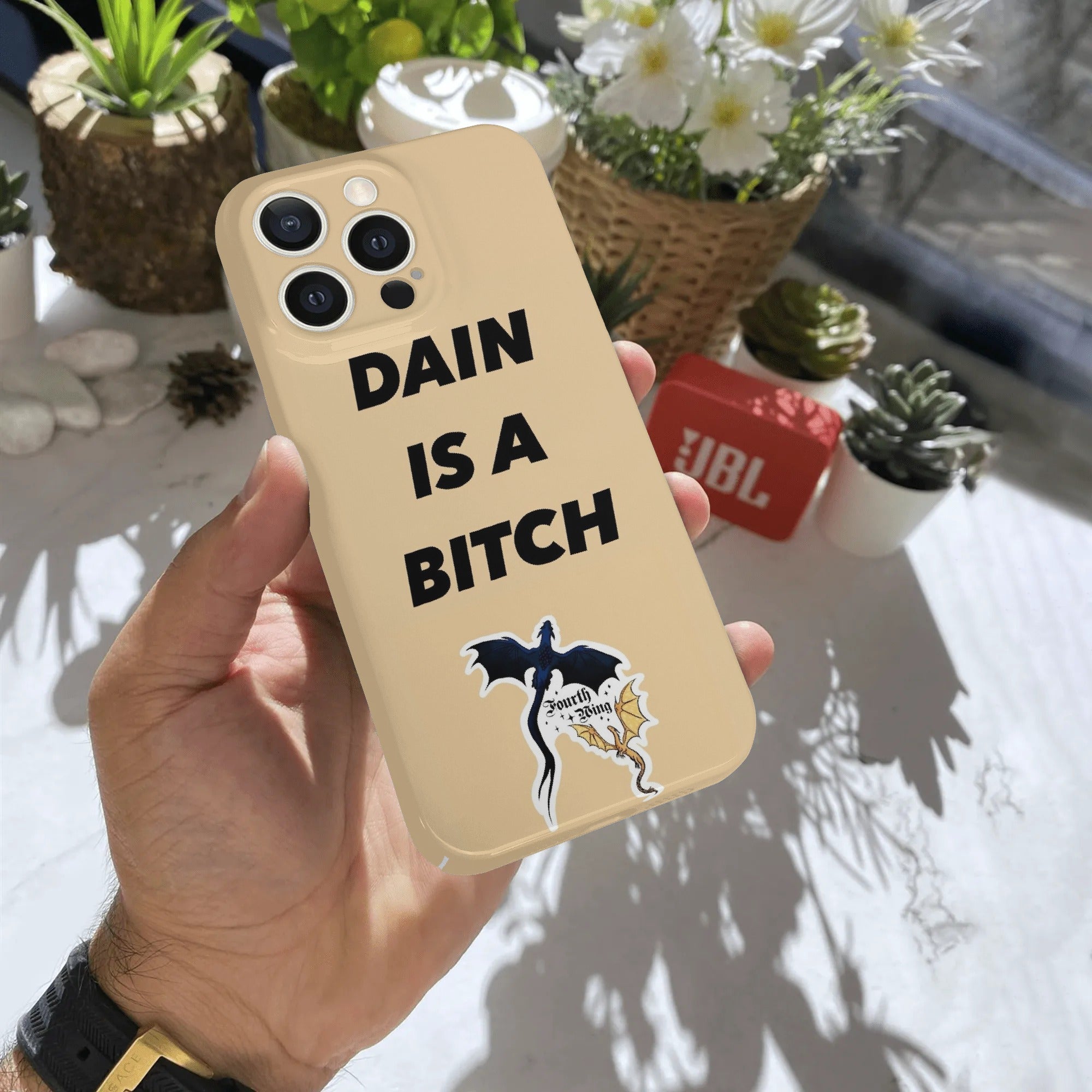 Fourth Wing Phone Case, Dain Is A Bitch Quote, Funny Dragon Artwork, Unique Gift for Fantasy Fans, Bold and Stylish Case PCVLR81
