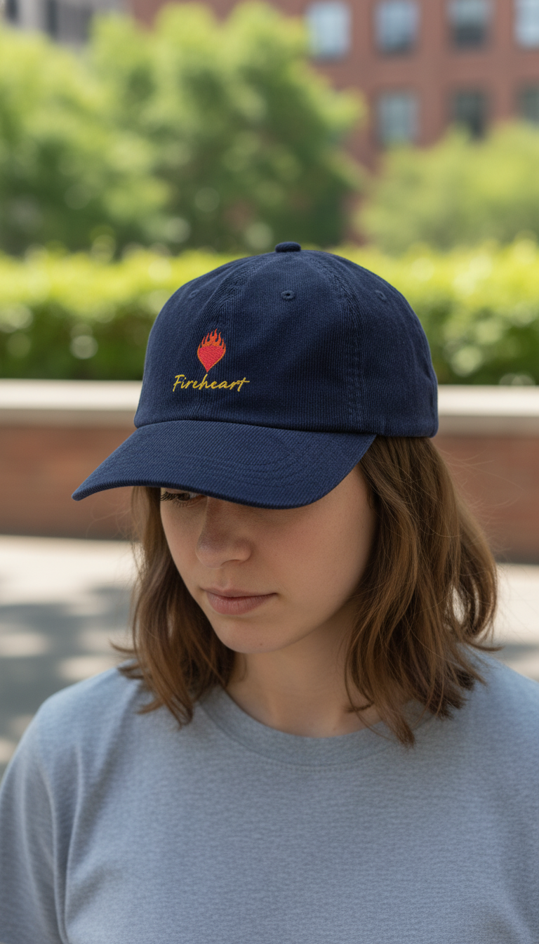 Fireheart Corduroy Dad Hat, Throne of Glass Inspired Embroidered Cap, Aelin Fantasy Bookish Gift for Readers VLRH20