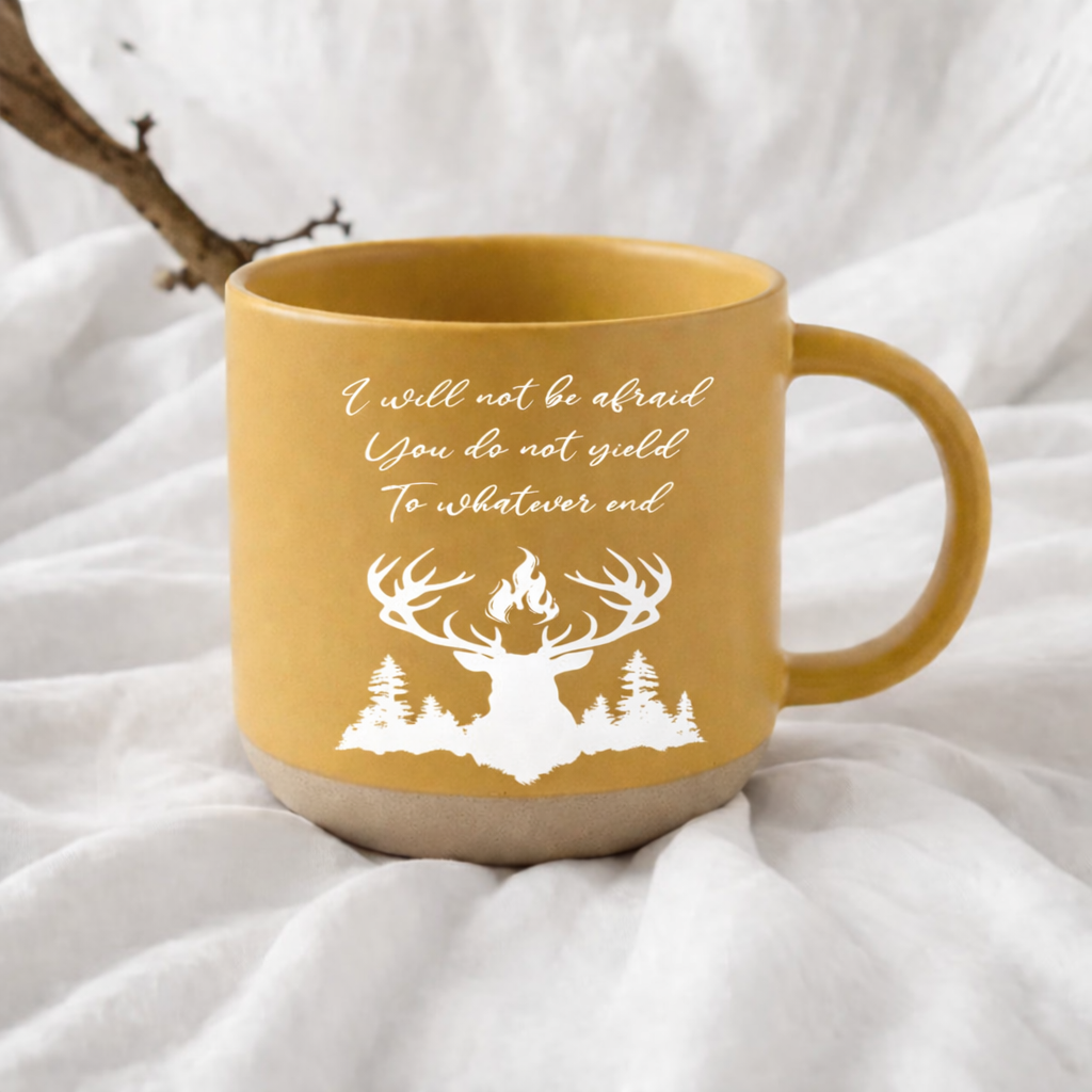 Throne of Glass Pottery Mug, You Do Not Yield Quote Mug, Bookish Fantasy Coffee Cup, Fireheart Reader Gift