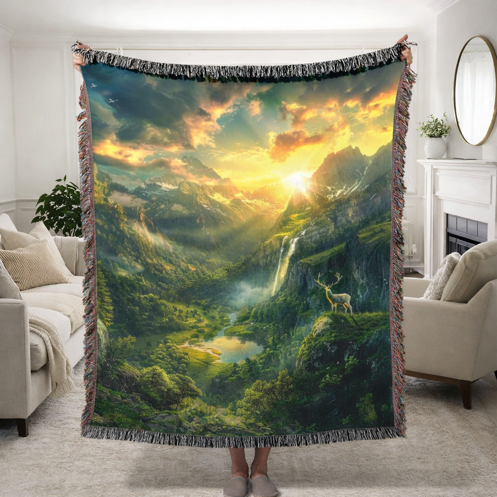 Fantasy Mountain Woven Blanket, Throne of Glass Inspired Throw, Scenic Bookish Home Decor, Gift for Fantasy Readers BKVLR07