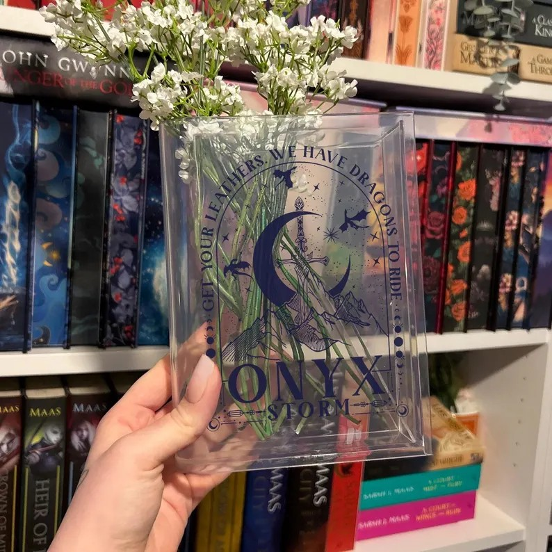 Onyx Storm Book Vase, Dragon Rider Book Shaped Vase, Fourth Wing Inspired Vase, Acrylic Fantasy Vase, Romantasy Shelf Decor VLRBV41