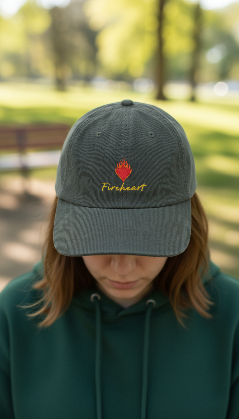 Fireheart Corduroy Dad Hat, Throne of Glass Inspired Embroidered Cap, Aelin Fantasy Bookish Gift for Readers VLRH20