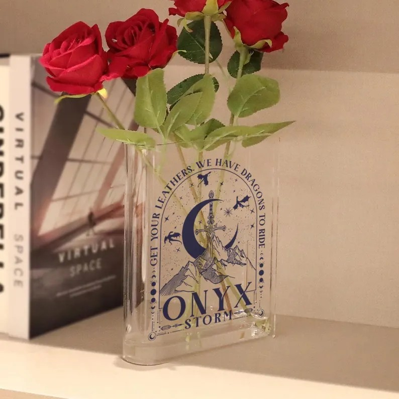 Onyx Storm Book Vase, Dragon Rider Book Shaped Vase, Fourth Wing Inspired Vase, Acrylic Fantasy Vase, Romantasy Shelf Decor VLRBV41