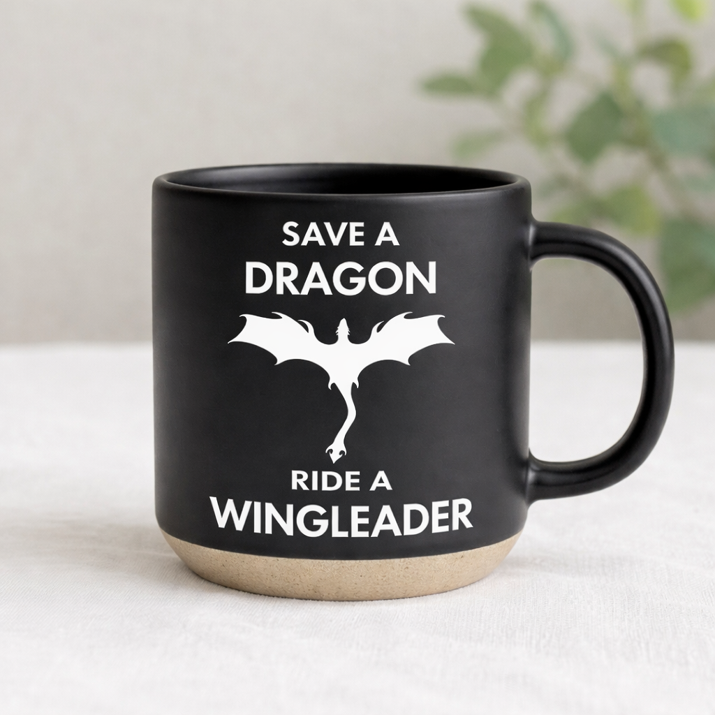 Save a Dragon Ride a Wingleader Mug, Fourth Wing Inspired Dragon Ceramic Coffee Cup, Fantasy Bookish Gift for Readers