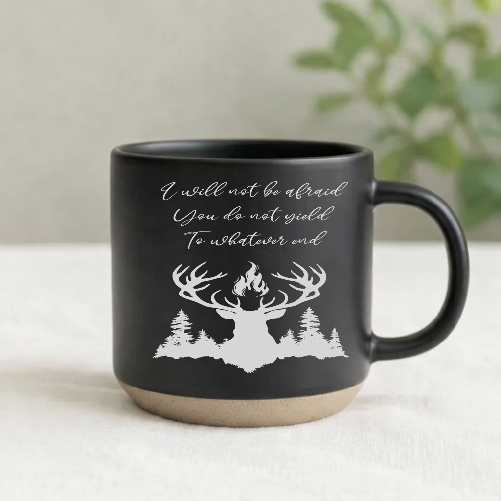 Throne of Glass Pottery Mug, You Do Not Yield Quote Mug, Bookish Fantasy Coffee Cup, Fireheart Reader Gift PMVLR28