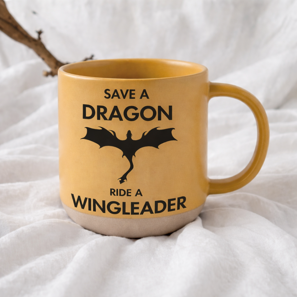 Save a Dragon Ride a Wingleader Mug, Fourth Wing Inspired Dragon Ceramic Coffee Cup, Fantasy Bookish Gift for Readers