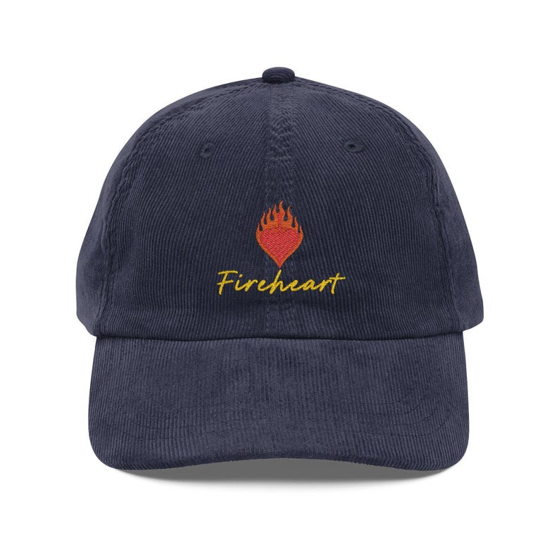 Fireheart Corduroy Dad Hat, Throne of Glass Inspired Embroidered Cap, Aelin Fantasy Bookish Gift for Readers VLRH20