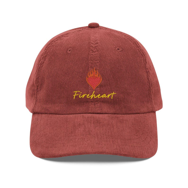 Fireheart Corduroy Dad Hat, Throne of Glass Inspired Embroidered Cap, Aelin Fantasy Bookish Gift for Readers VLRH20