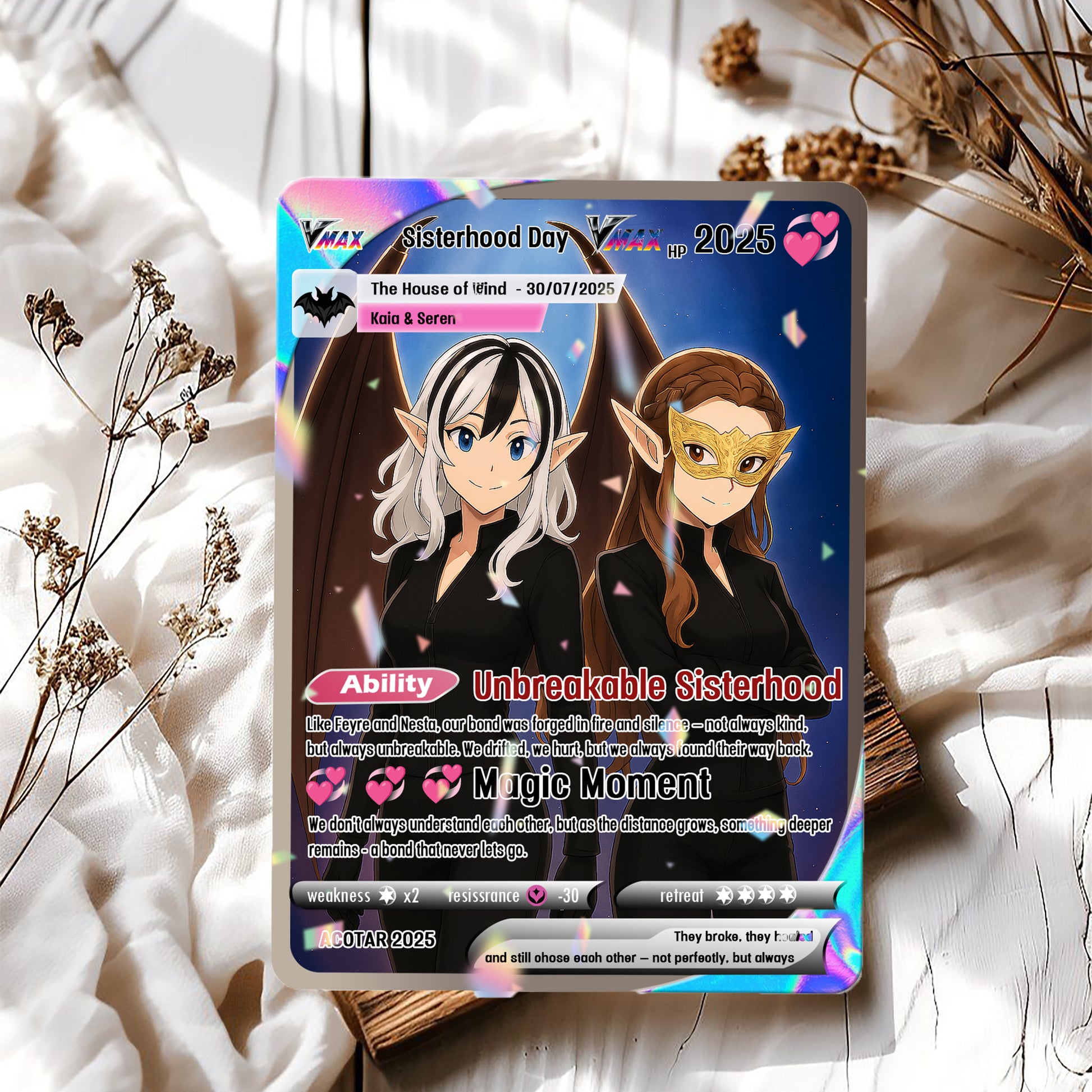 Sisterhood Day Custom Card, Custom Photo Anime Card, ACOTAR Card Gift, Custom Feyre & Nesta Card Gift. CVLR028