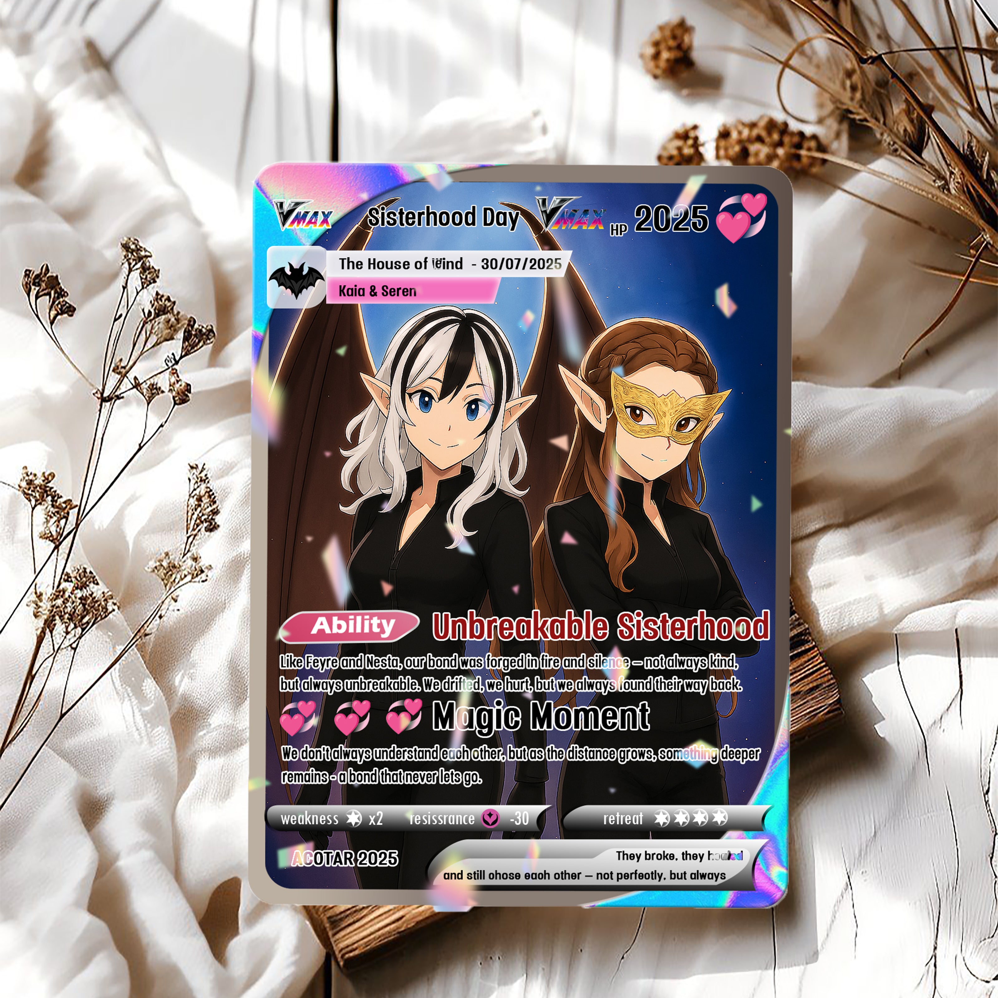 Sisterhood Day Custom Card, Custom Photo Anime Card, ACOTAR Card Gift, Custom Feyre & Nesta Card Gift. CVLR028