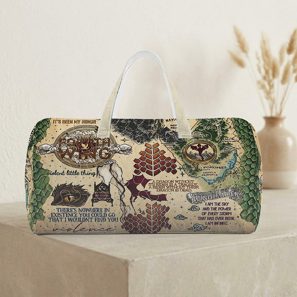 Fourth Wing Duffle Bag, Dragon Rider Travel Bag, Fantasy Bookish Weekender Bag, Basgiath Inspired The Empyrean Bag, Reader Gift, QTBVLR07