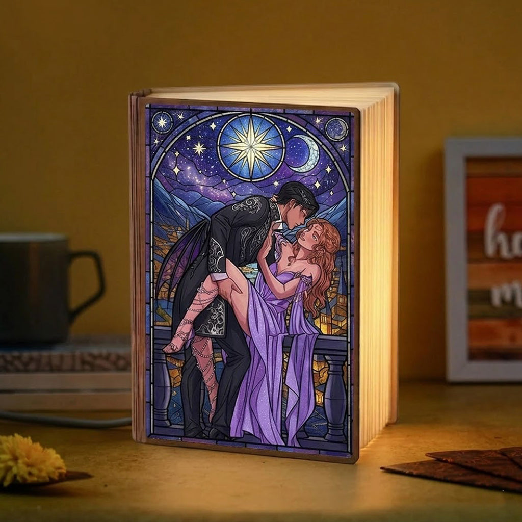 ACOTAR Inspired Book Lamp, Fantasy Romance Night Light, Fae Couple Reading Lamp, Velaris Bookish Gift BLVLR17